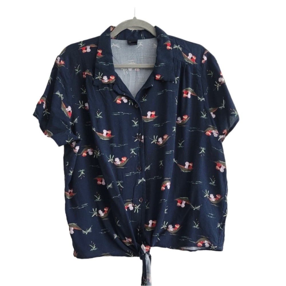 Disney 3X Blue The Rescuers Bianca & Bernard Button Up Shirt